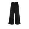 Moncler Genius 2 Moncler 1952 Black Cropped Wide-leg Cotton Trousers In 999 - Black