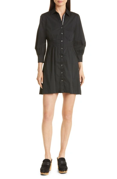 Veronica Beard Polina Button-front Pleated Shirt Dress In Black