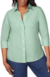 Foxcroft Paige Button-up Shirt In Jade Gem