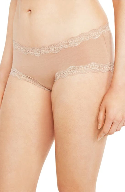 A Pea In The Pod Scalloped Lace Trim Boy Shorts Maternity Underwear In Nude