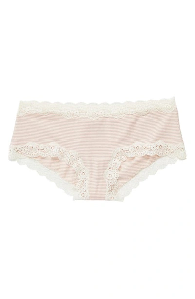 A Pea In The Pod Scalloped Lace Trim Boy Shorts Maternity Underwear In Pink Stripe