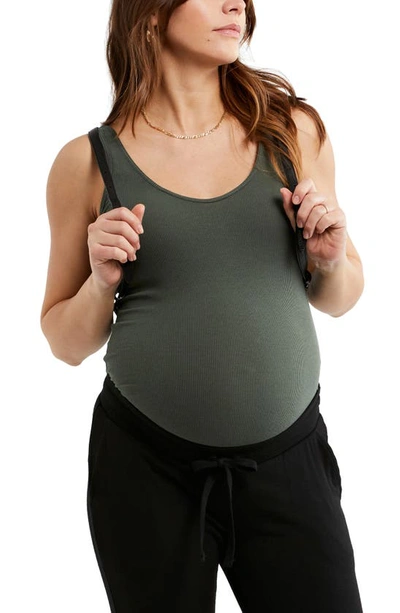 A Pea In The Pod Luxe Rib Knit Maternity Tank Top In Thyme
