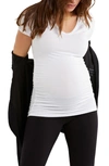 A Pea In The Pod Luxe Side Ruched V-scoop Maternity T Shirt In White