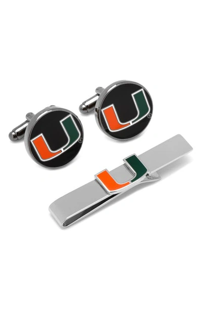 Cufflinks, Inc . Ncaa Miami Hurricanes Cuff Links & Tie Bar In Black