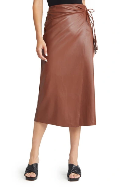 Mother The Its A Wrap Faux Leather Midi Skirt In Multi