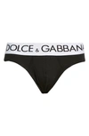Dolce & Gabbana Logo Band Stretch Cotton Briefs In Black