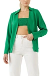 Grey Lab Collared Open Suit Top In Green