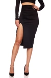 Susana Monaco Side Slit Gatherered Skirt In Onyx