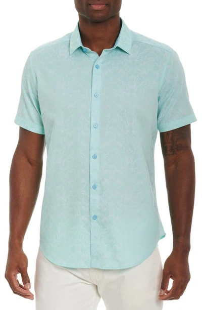 Robert Graham Highland Short Sleeve Button-up Shirt In Mint