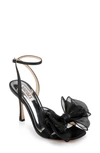Badgley Mischka Nessie Satin Bow Ankle-strap Sandals In Black Satin