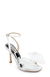 Badgley Mischka Nessie Satin Bow Ankle-strap Sandals In Soft White