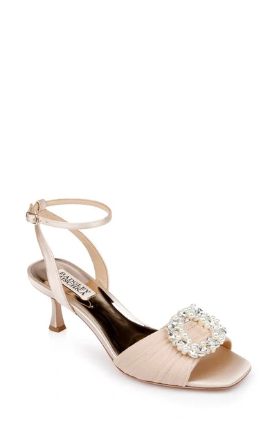 Badgley Mischka Nimah Embellished Demi Heel Sandals In Nude