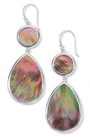 Ippolita Sterling Silver Rock Candy Mother Of Pearl Dot & Teardrop Drop Earrings In Brown/silver