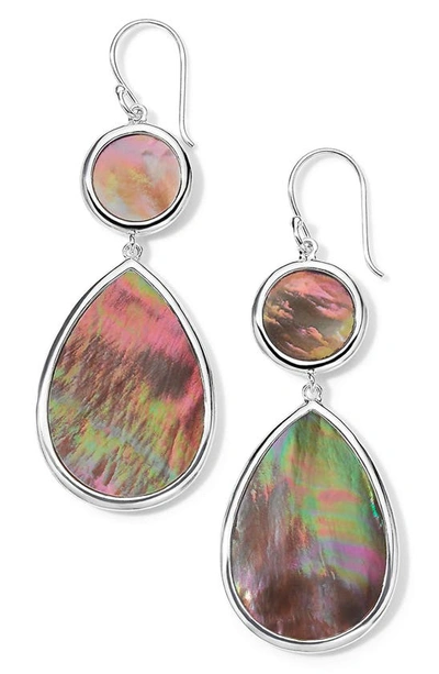 Ippolita Sterling Silver Rock Candy Mother Of Pearl Dot & Teardrop Drop Earrings In Brown/silver