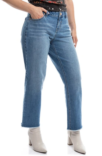 1822 Denim High Waist Raw Hem Straight Leg Jeans In Samuel