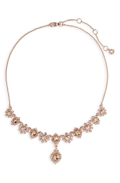 Marchesa Crystal Halo Frontal Y-necklace In Rose Gold/ Silk