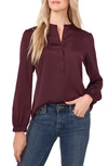 Cece Charmeuse Blouse In Rich Cabernet
