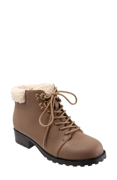 Trotters Becky 2.0 Faux Fur Trim Bootie In Taupe