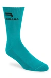 Balenciaga Sporty B Tennis Socks In Turquoise/ Black