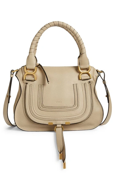 Chloé Small Marcie Leather Satchel In Beige