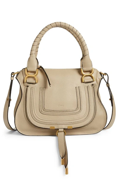 Chloé Small Marcie Leather Satchel In Root Beige