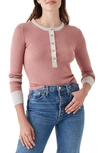 Faherty Mikki Organic Cotton & Cashmere Henley Sweater In Mauve