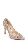 Jewel Badgley Mischka Women's Azalea Chunky Glitter Stiletto Evening Pumps In Rose Gold Glitter