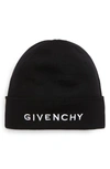 Givenchy Logo Embroidered Ribbed Beanie In Black