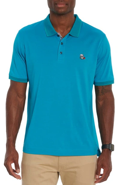 Robert Graham Archie Short Sleeve Polo In Teal
