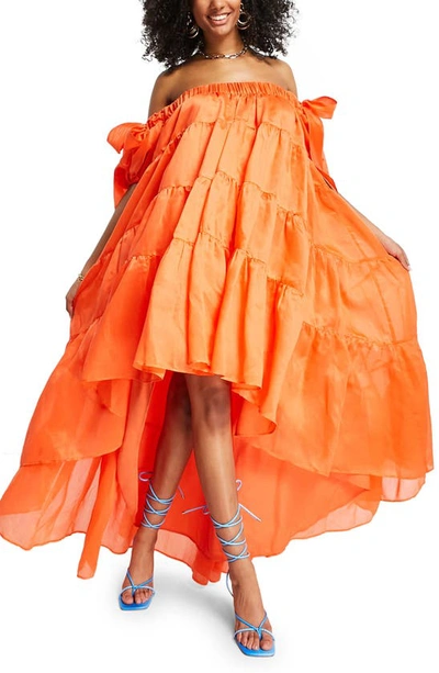 white christmas dresses Rent Asos Design Ruched Bandeau Washed Satin Maxi Dress With Tie Detail In  Green main image 1