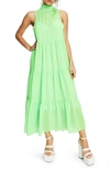 Asos Design Tiered Chiffon Midi Dress In Medium Green
