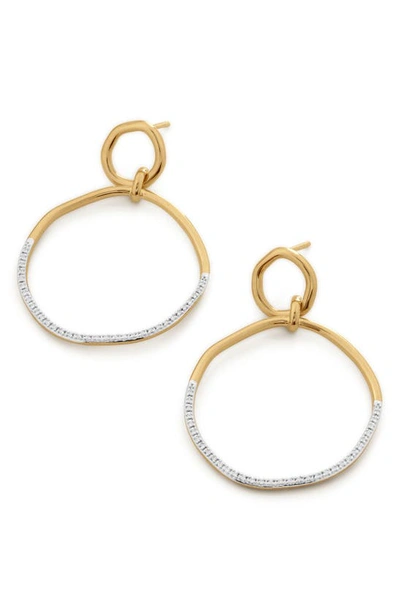 Monica Vinader Gold Riva Ripple Diamond Cocktail Earrings Diamond In 18ct Gold Vermeil On Sterling