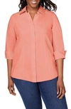 Foxcroft 'taylor' Three-quarter Sleeve Non-iron Cotton Shirt In Pumpkin Spice