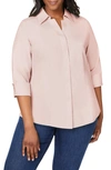 Foxcroft 'taylor' Three-quarter Sleeve Non-iron Cotton Shirt In Birch Wood