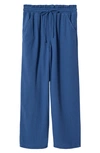 Mango Bambula Cotton Trousers Vibrant Blue