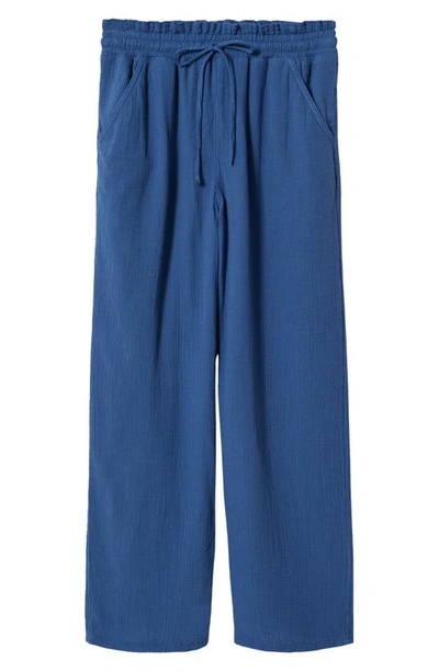 Mango Bambula Cotton Trousers Vibrant Blue In Vibrant Blue