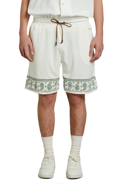 Profound Paisley Mesh Shorts In White