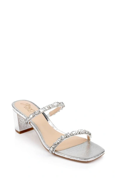 Jewel Badgley Mischka Women's Alessia Block Heel Evening Slide Sandals In Gray