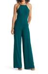 Black Halo Joaquin Wide-leg Halter Jumpsuit In Pine Green