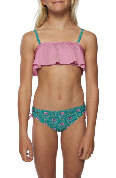 O'neill Kids' Sequoia Sparkle Ruffle Two-piece Swimsuit In