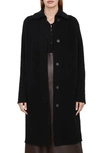 Vince Spread Collar Cardigan Coat In Black