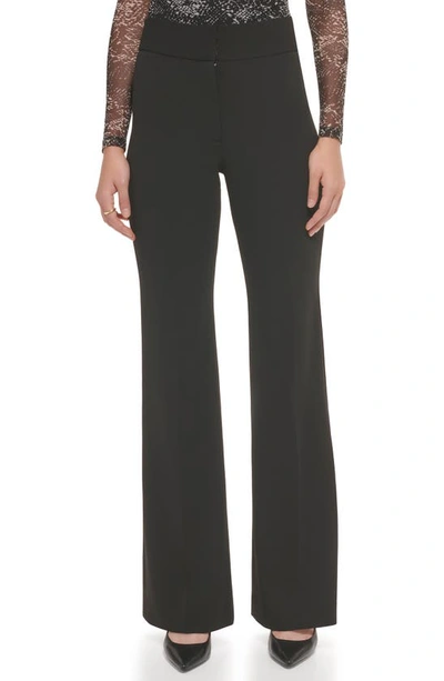 Dkny High Waist Wide Leg Career Pants In Black