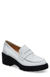 Silent D Xainay Platform Penny Loafer In White Patent