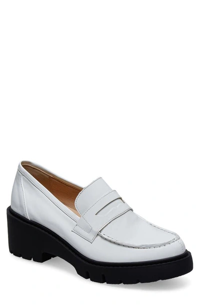 Silent D Xainay Platform Penny Loafer In White Patent