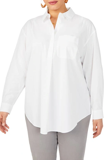 Foxcroft Lacey Non-iron Popover Tunic Top In White