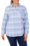 FOXCROFT FOXCROFT GERMAINE PLAID NON-IRON BUTTON-UP TUNIC SHIRT