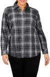 Foxcroft Rhea Plaid Button-up Shirt In Black