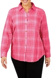 Foxcroft Rhea Plaid Button-up Shirt In Pure Pink