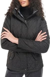 Barbour Millfired Hooded Quilted Jacket In Black Classic