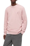 Allsaints Raven Slim Fit Crewneck Sweatshirt In Dried Rose Pink